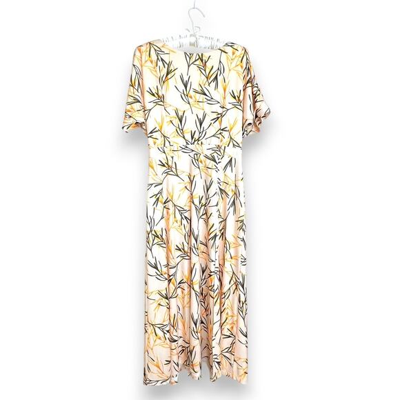 Alexia Admor Lana Midi Dess Leaf Print Front Leg Slit V-back Flowy Size Medium - Picture 1 of 12